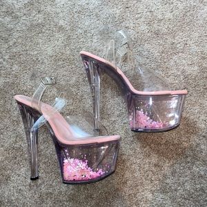 Pink Crystal Pleaser Heels *Worn Once*
